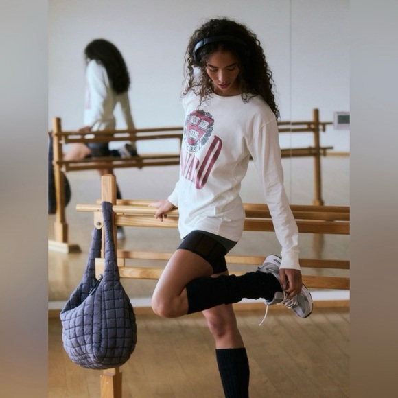 Free People HARVARD Retro Brand Long Sleeve Tee NEW WITH TAGS SIZE -XS - Picture 2 of 4